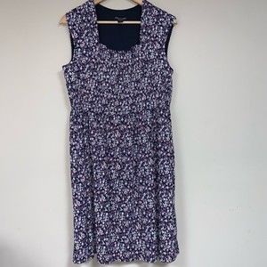 Mini Dress Women’s Large Purple Black Micro Floral Sleeveless Flowy Boho Fall